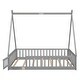preview thumbnail 3 of 5, Full Tent-shaped Floor Bed, with Guardrails, Slats, Door ,Grey