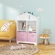 preview thumbnail 12 of 16, Kids Dollhouse Bookcase with Storage, 2-Tier Storage Display Organizer, Toddler Bookshelf with 2 Collapsible Fabric Drawers