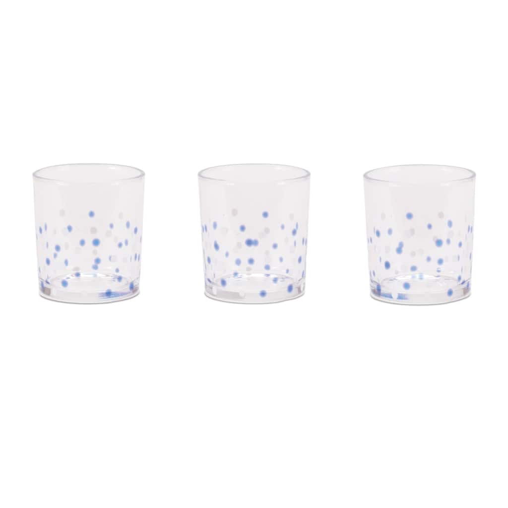 Dotted Glass Votive Candle Holders - 3" - Clear and Blue - Set of 3