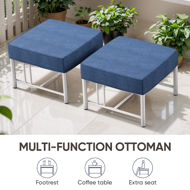 Puffin 4-Piece Metal Frame Outdoor Swivel Gliding Chairs with 6-Inch Cushions and Ottomans