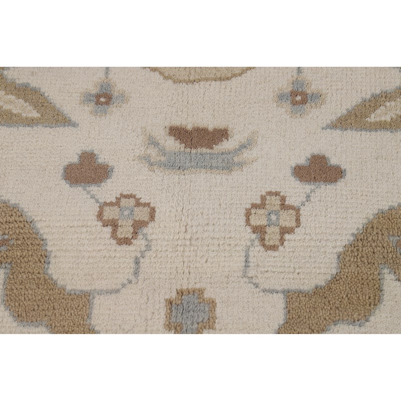 Beige Floral Oushak Indian Area Rug Handmade Wool Carpet - 8'0" x 9'10"