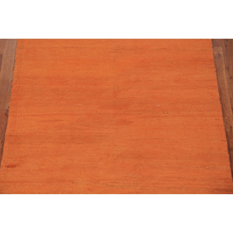 Orange Gabbeh Oriental Modern Rug Handmade Wool Carpet - 3'4" x 6'5"