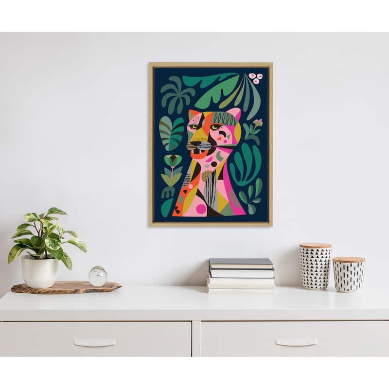 Kate and Laurel Sylvie Leopard Framed Canvas by Rachel Lee