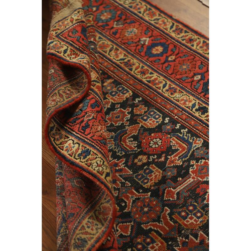 Hand Knotted Oriental 100% Wool Carpet Traditional All-Over Navy Blue & Blues Malayer Runner Rug - 16' 9'' X 3' 7''