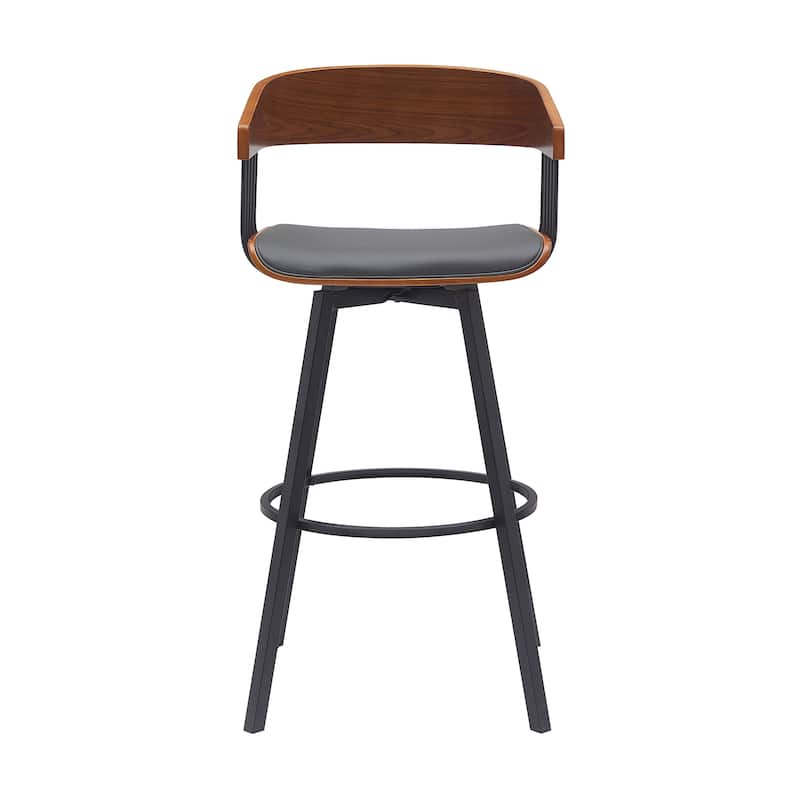 Athena Wood and Metal Upholstered Bar or Counter Swivel Stool