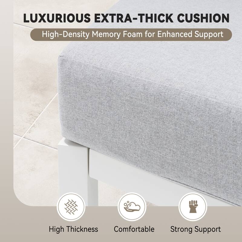 Outdoor All-Weather Aluminum Half Moon Curved Sofa Rattan Sectional Sofa Deep Seating Patio Outdoor Conversation Sets