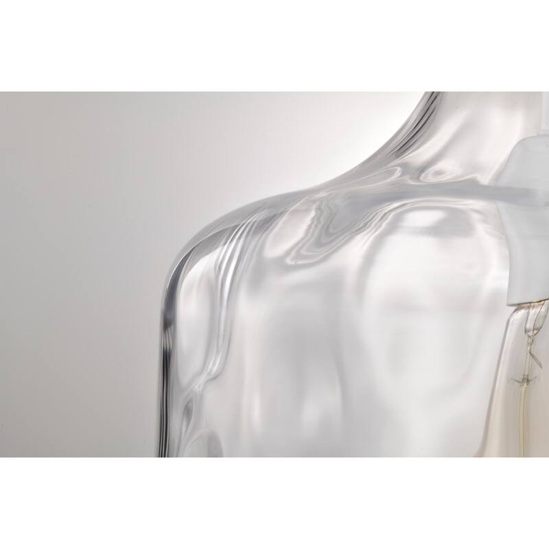 Clear Dimpled Cylindrical Glass Pendant Ceiling Light - 12in