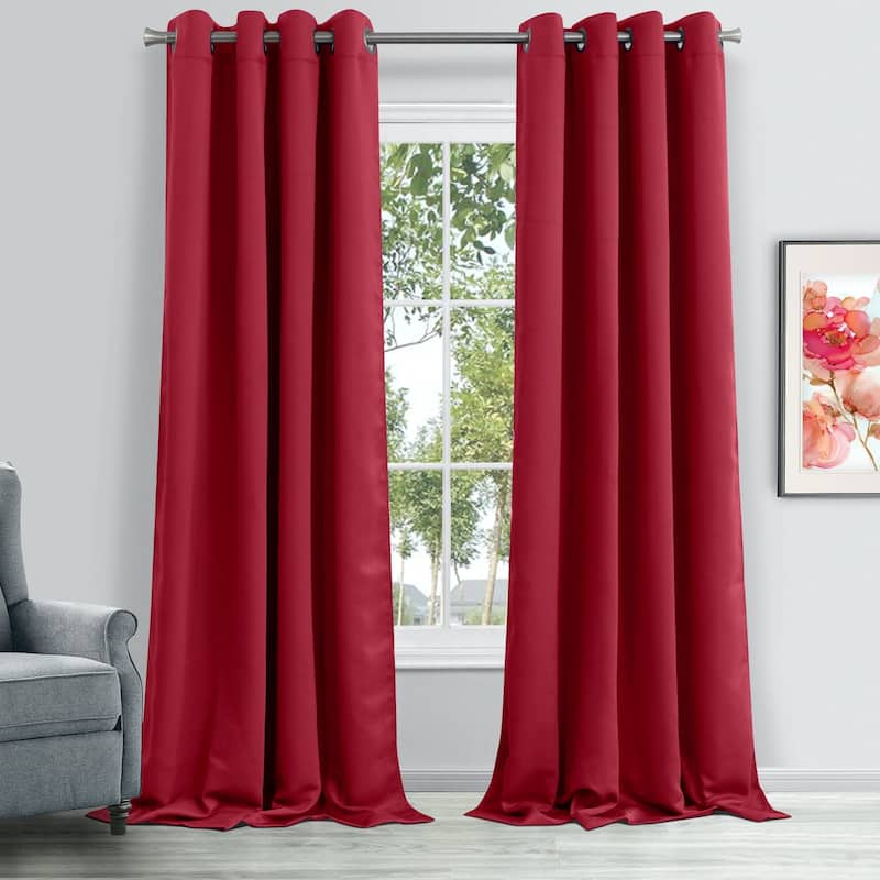 Dainty Home Hamden Blackout Thermal Insulated Grommet Single Panel Extra Wide Curtains - 54" x 84" - Red