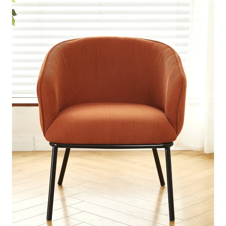 Corduroy Design Luxury Elegance Modern Channel Chair with Black Metal Legs Complement the Chic