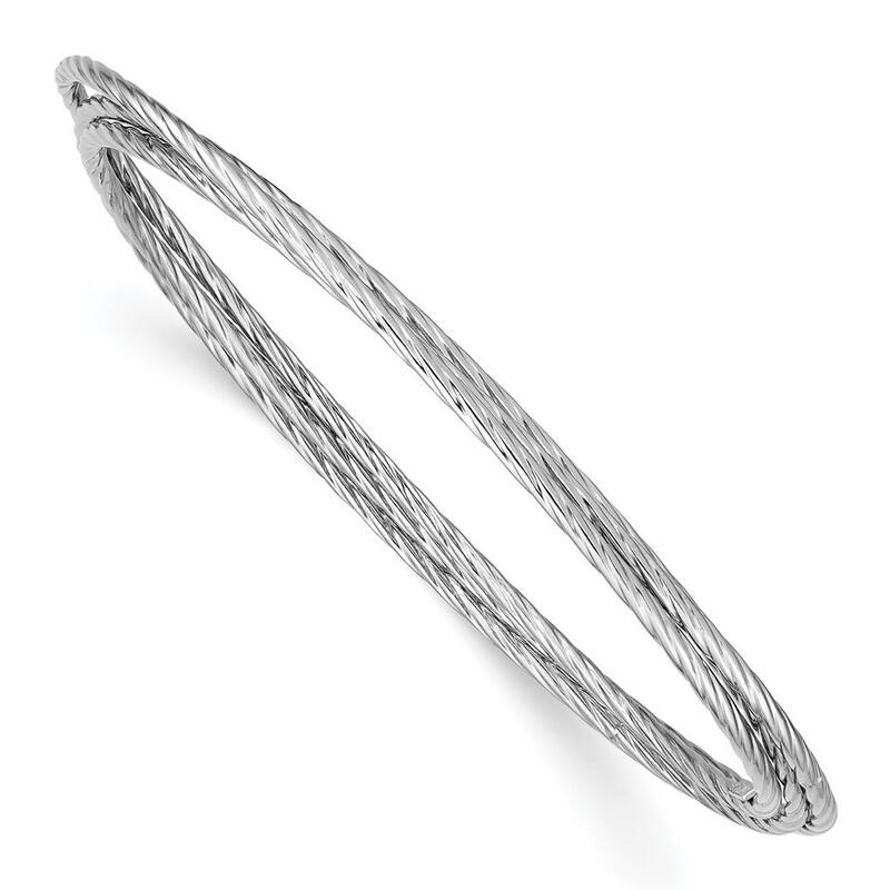 Curata 925 Sterling Silver Three Row Moveable Twisted Intertwined Slip On Bangle Bracelet