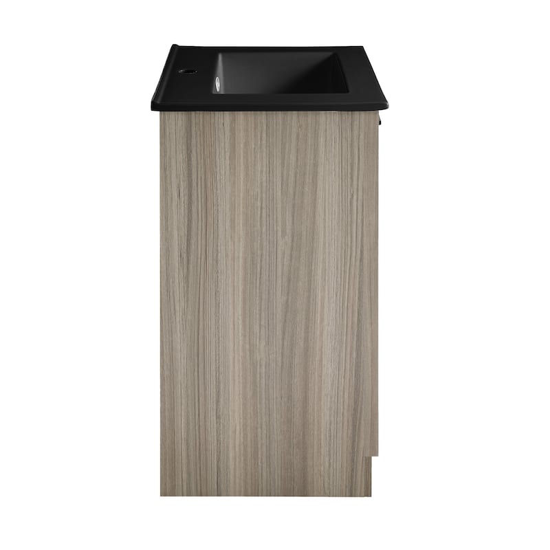Burdon 24 In. Brown Oak Bathroom Vanity With Black Ceramic Sink Top