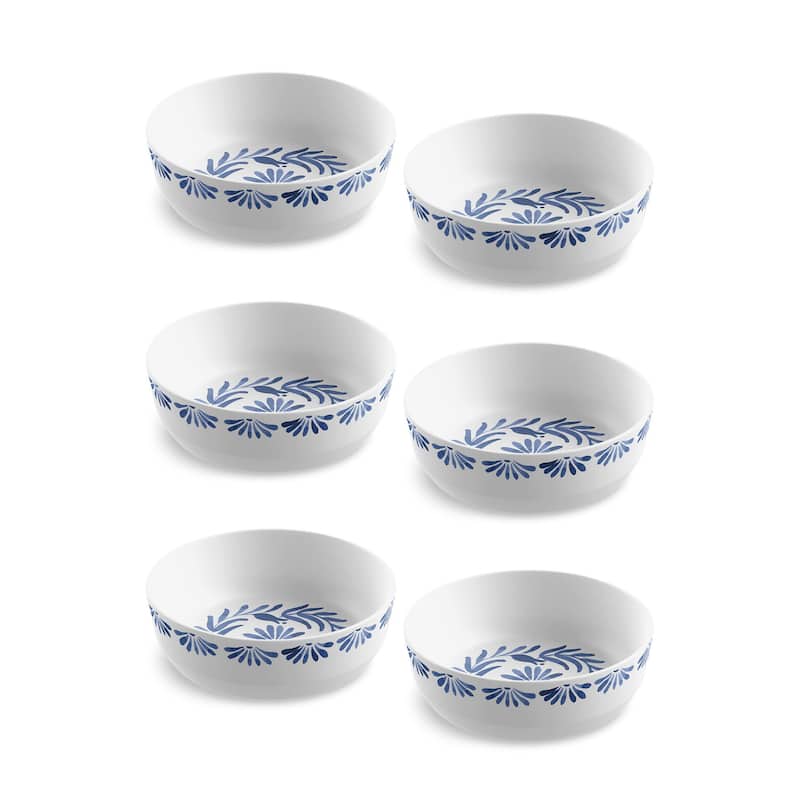Abode Homewares Azul Melamine Dinner Bowl - Blue - 7.4" - Set of 6 - 6 Piece