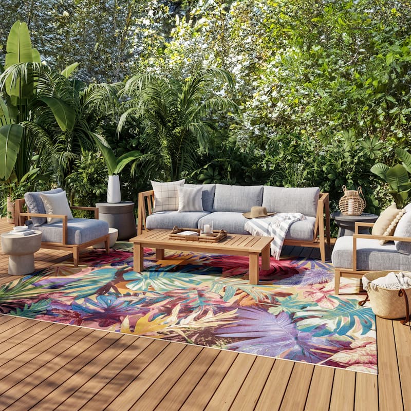 Nourison Color Splash Indoor/Outdoor Multicolored Nature Area Rug - Multicolor - 7'10" x 9'10"