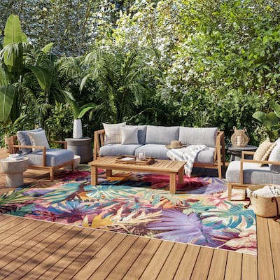Nourison Color Splash Indoor/Outdoor Multicolored Nature Area Rug