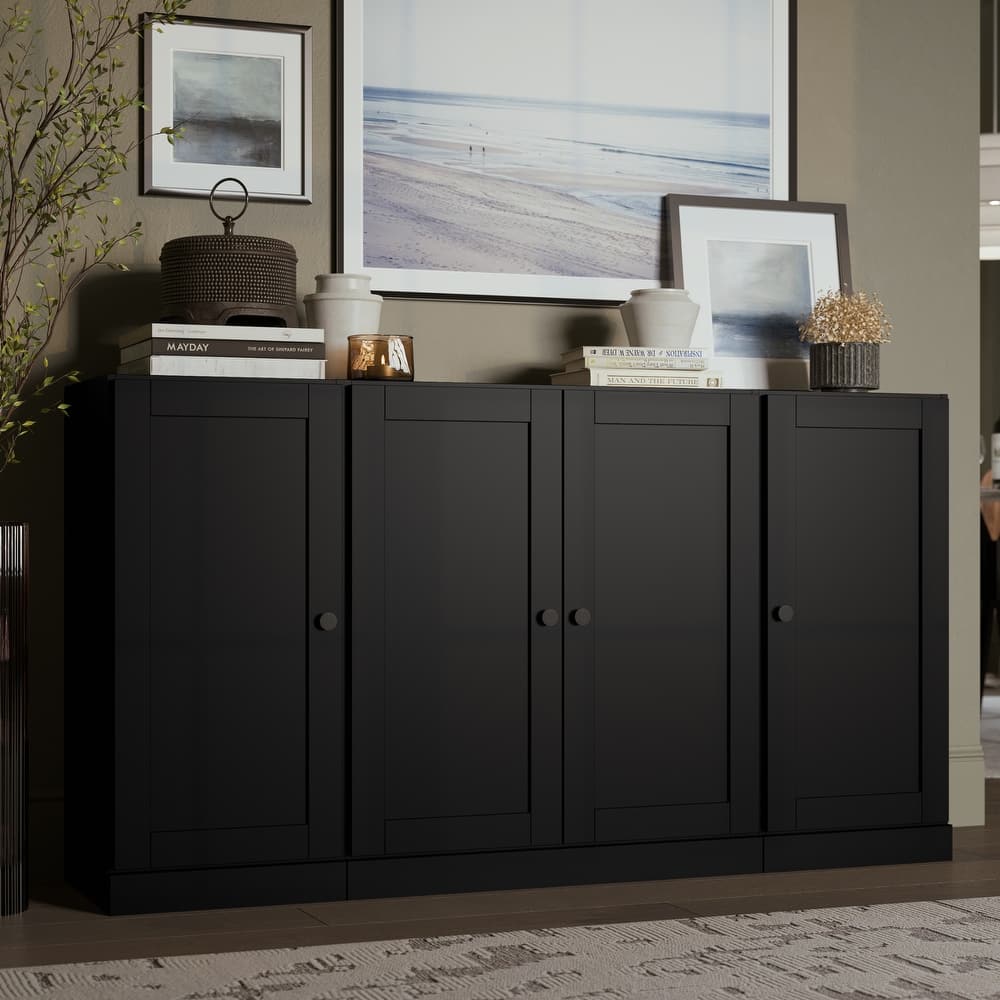 Palace Imports 100% Solid Wood Sideboard, Shaker Doors, Adjustable Shelves, 65" Wide, 35.75" Tall