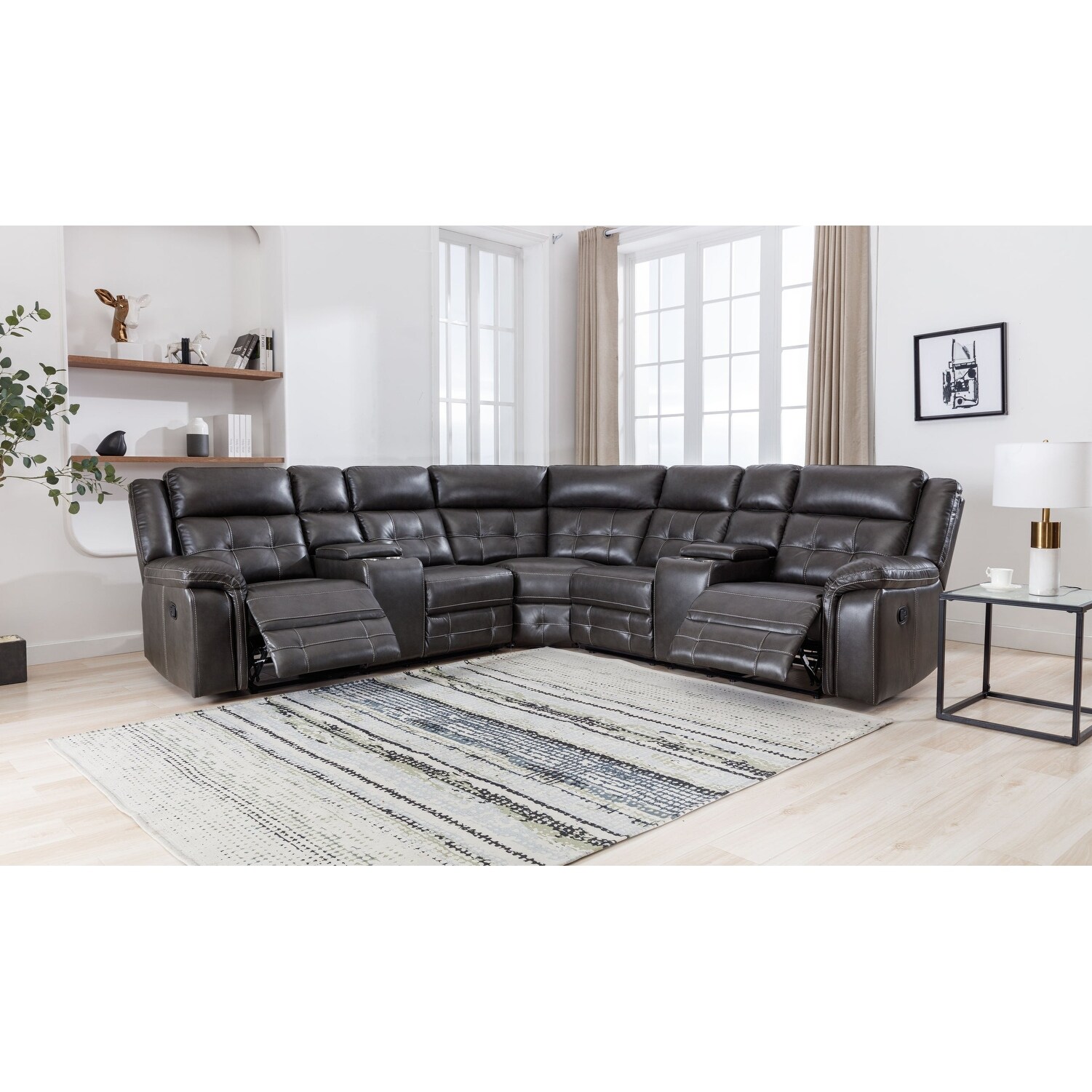 Tufted top reclining sectional
