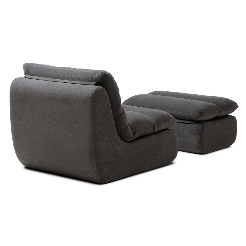 32"Bean Bag Chair with Ottoman, Big Chaise Lounge Chairs for Adults,Tufted Upholstered Lazy Sofa