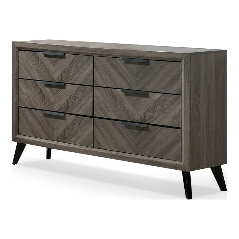 Ovex Contemporary Grey 59-inch Wide Solid Wood 6-Drawer Dresser by Furniture of America