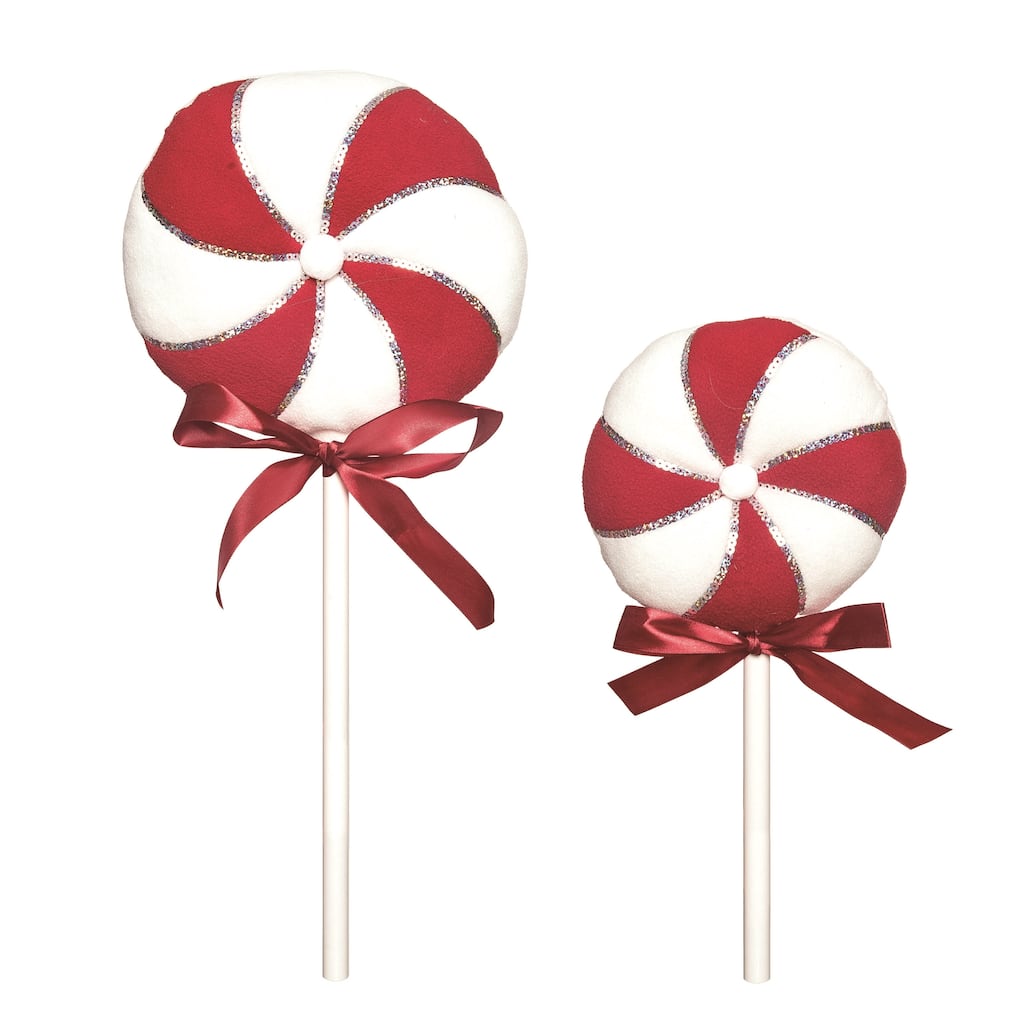Transpac Fabric 21.6 in. Multicolor Christmas Lollipop Set of 2