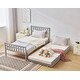 preview thumbnail 4 of 20, Single bunk bed with drag bed twin wooden bed pine particle board drag bed