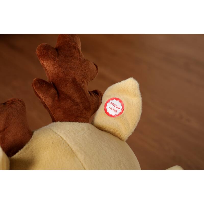 Anmytek Rocking Christmas Deer Toy Plush Interactive Toddler Rocker with Sound Motor Skills Gift