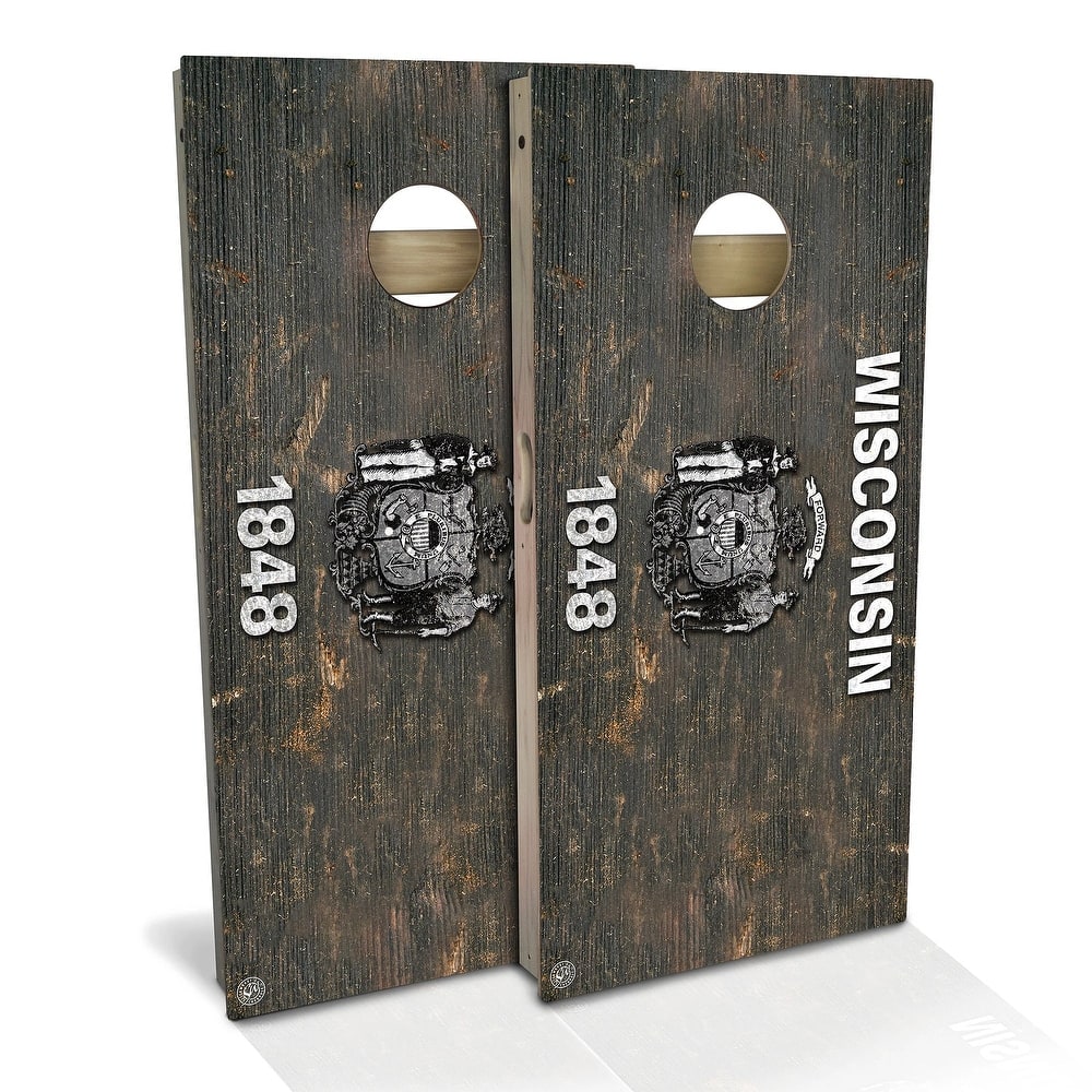 Wisconsin Flag Rustic Outdoor Cornhole Board Set