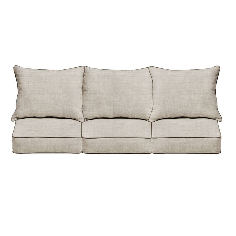 Sorra Home Sunbrella Outdoor Deep Seating Sofa Pillow and Cushion Set - 23 in W x 25 in D x 5 in H - Canvas Taupe 2