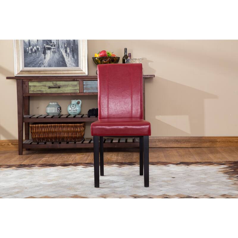 Modern Set of 2 Dining Chairs with Leather Backrest, Cushioned Seat, Solid Wood Legs for Dining Room Living Room Bedroom