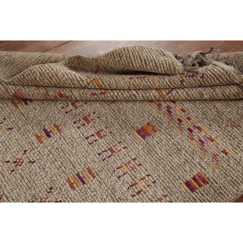 Earth Tone Moroccan Oriental Area Rug Handmade Wool Carpet - 5'7"x 8'10"