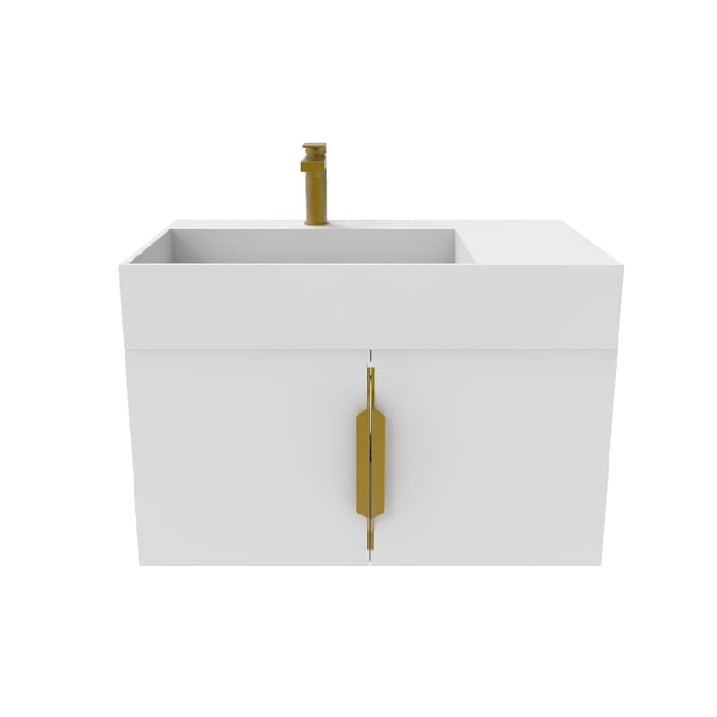 Amazon 30" Wall Mounted Bathroom Left Basin Vanity Set w/ White Top