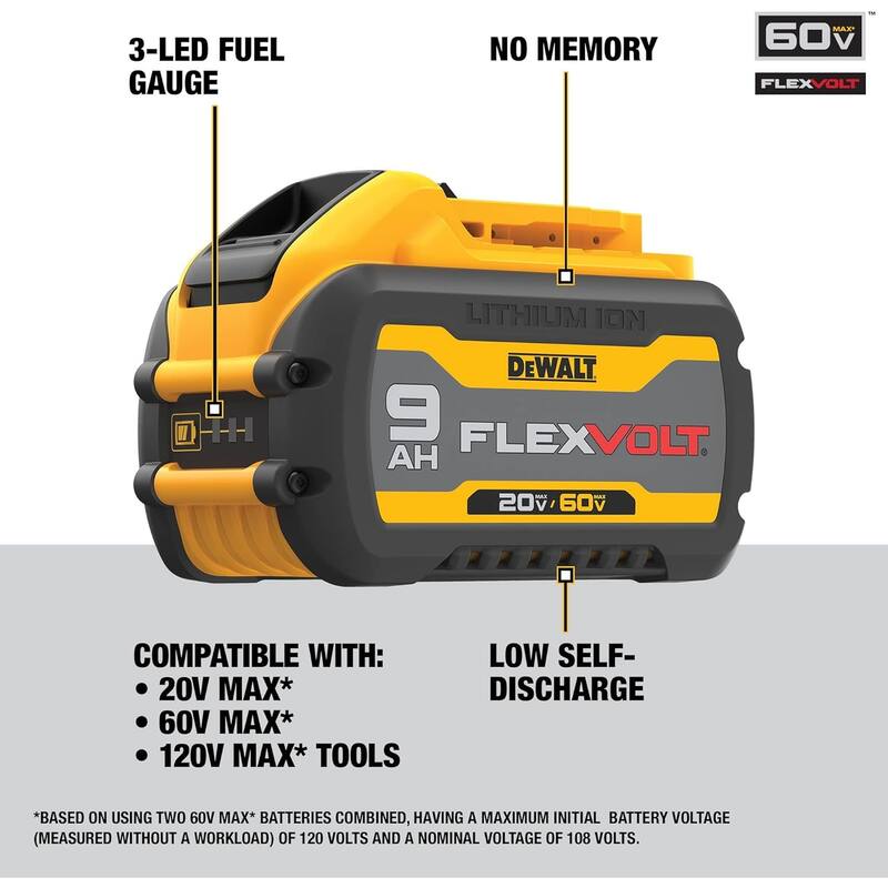 Dewalt DCB609 20V/60V Max Flexvolt 9.0Ah Battery - Li-Ion