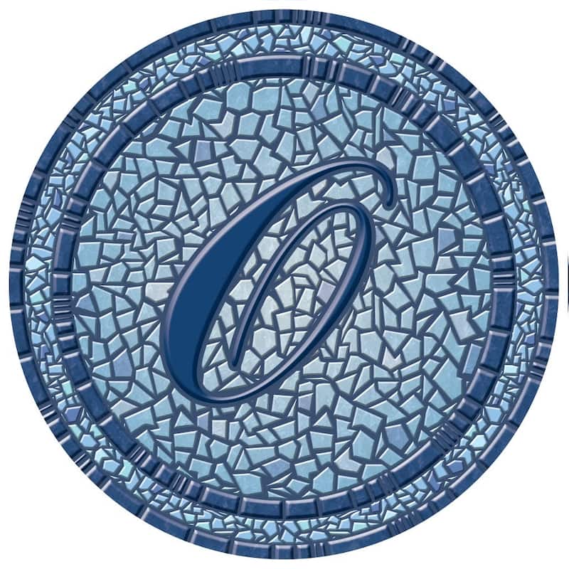Custom Monogram Decorative Poolmat #2 - Mosaic Pool Art - 29" in Diameter - Letter "O"