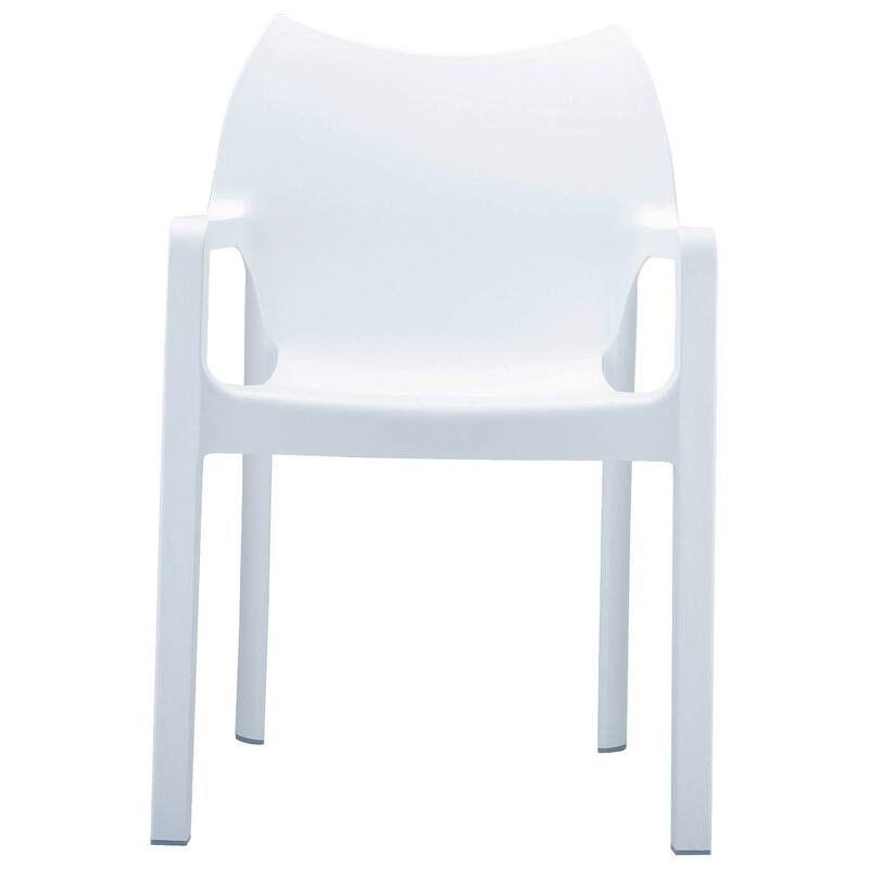 33" White Outdoor Patio Solid Dining Arm Chair