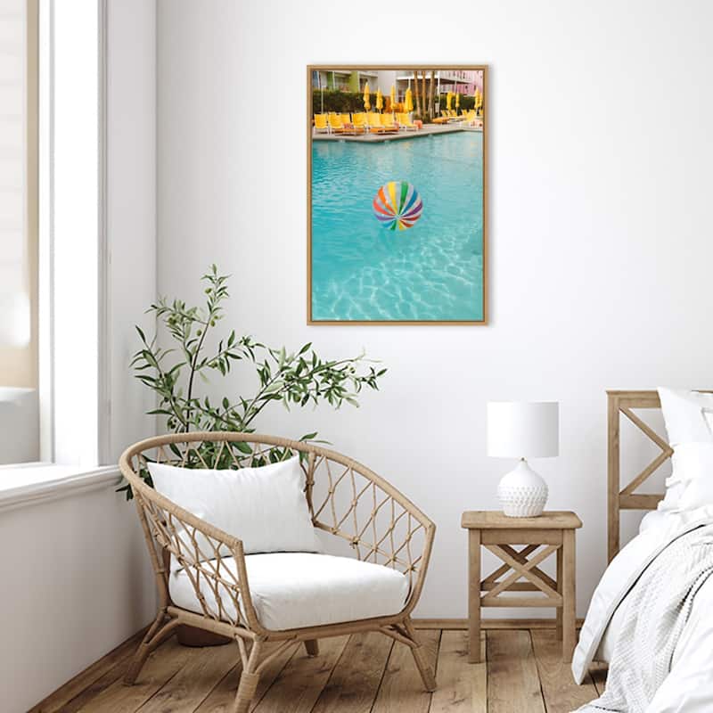 Palm Springs Pool Day by Bethany Young Framed Canvas Wall Art Print - Sylvie Natural