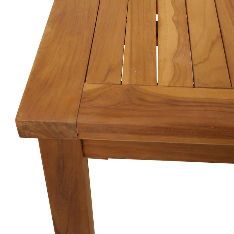 Teak Wood Slatted Outdoor Accent Table - Brown - Roche River Decor - 18"Wx19"Lx18"H