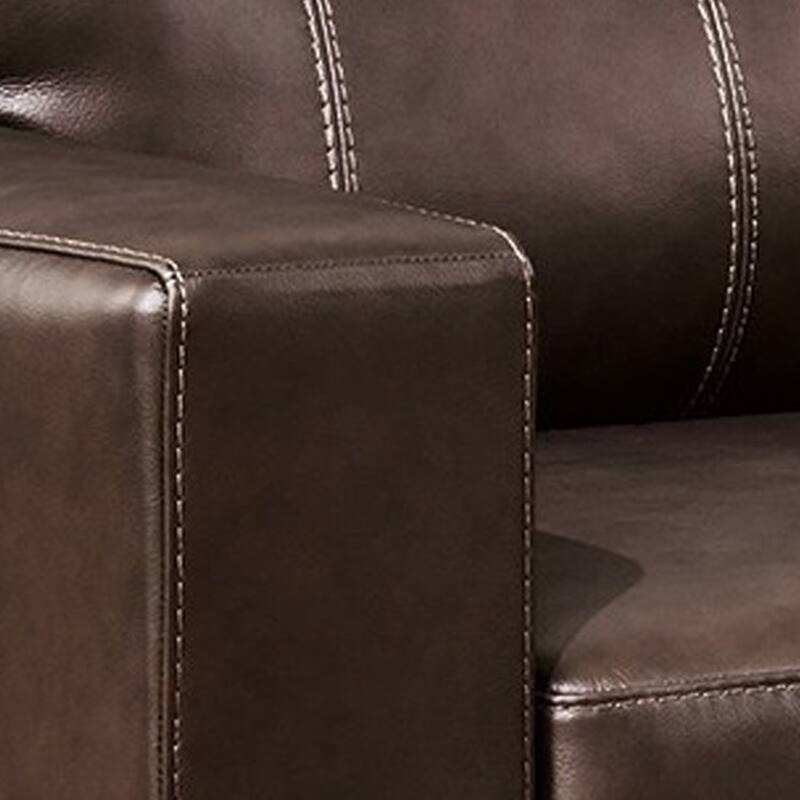 Orion Armchair, Modern Dark Brown Tufted Real and Faux Leather Cushion