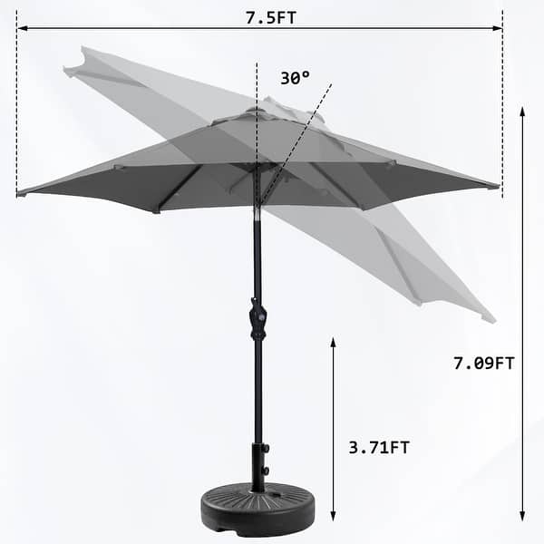 dimension image slide 9 of 16, Autlaycil 7.5FT Solar Patio Umbrella with Base and Tilt,Crank