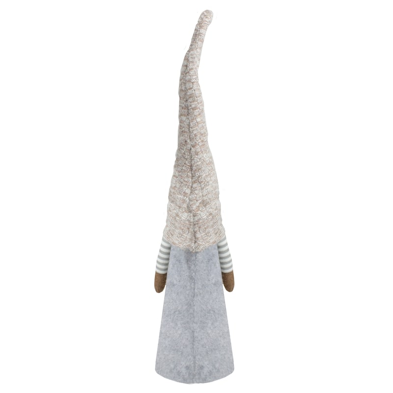 21" Gray and Beige Cone Boy Christmas Gnome Figure