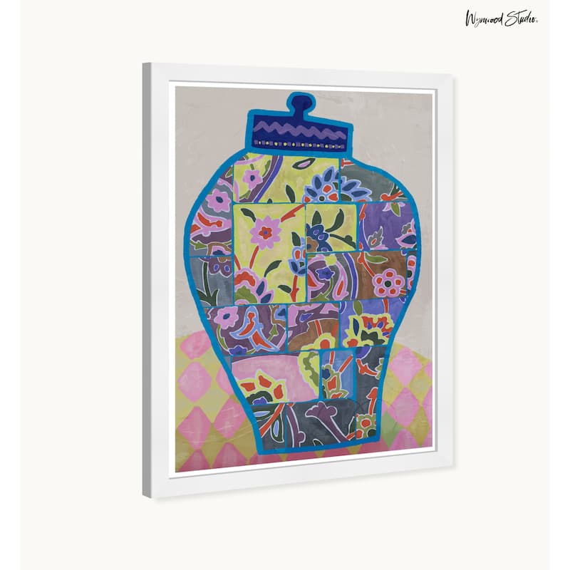 Wynwood Studio Potted Collage Framed Trendy Maximalist Decor 1 Piece Canvas Wall Art