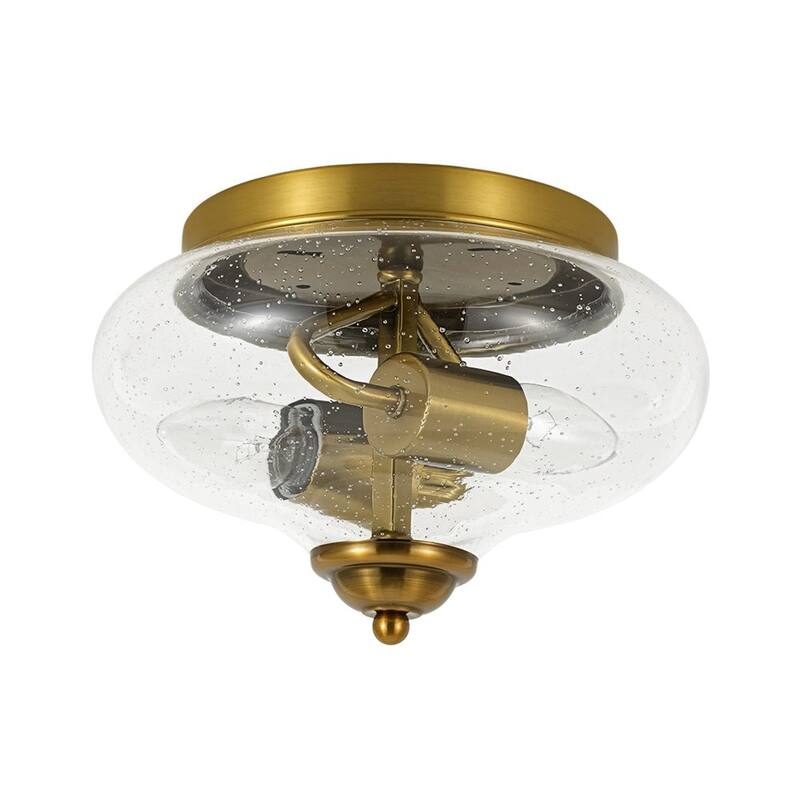 Modern Farmhouse Clear Seeded Glass Round Flush Mount 9.8in