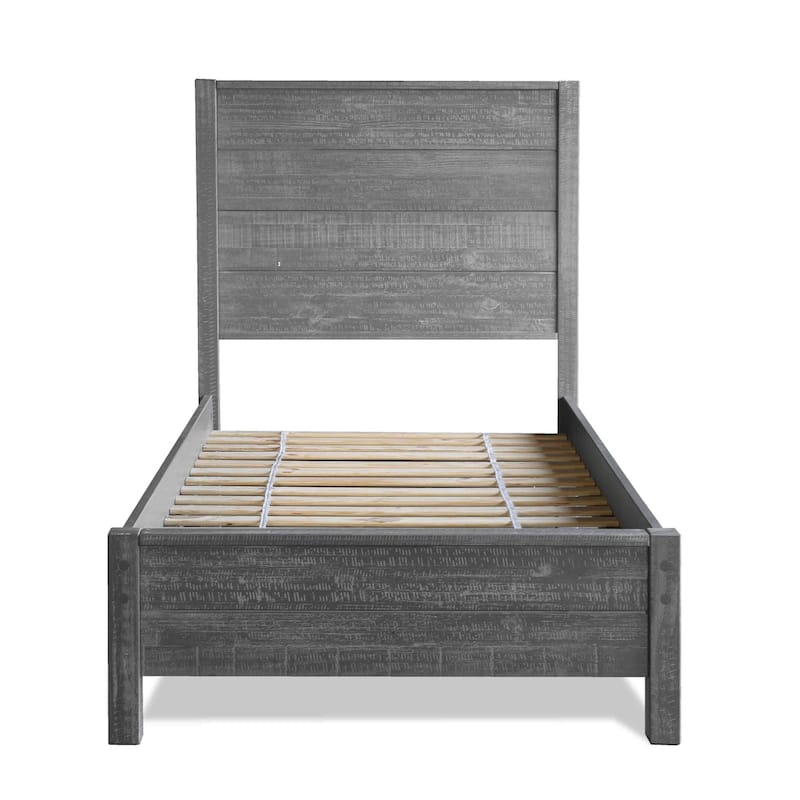 Grain Wood Furniture Montauk Distressed Solid Wood Panel Bed - Rustic Grey - Twin