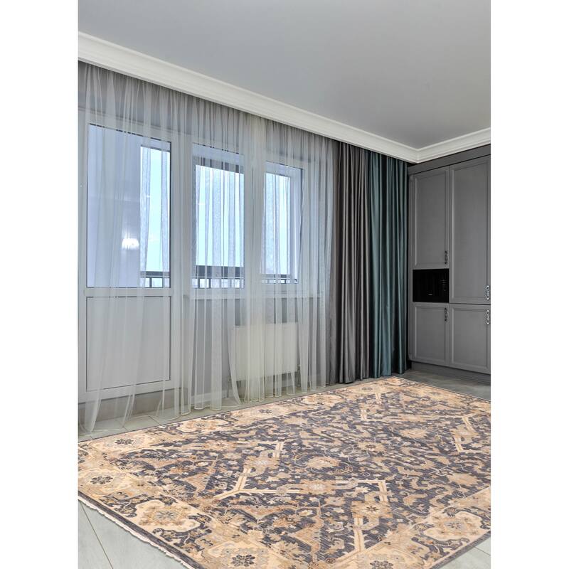 ECARPETGALLERY Hand-knotted Modern Oushak Dark Navy Wool Rug - 9'10 x 14'2