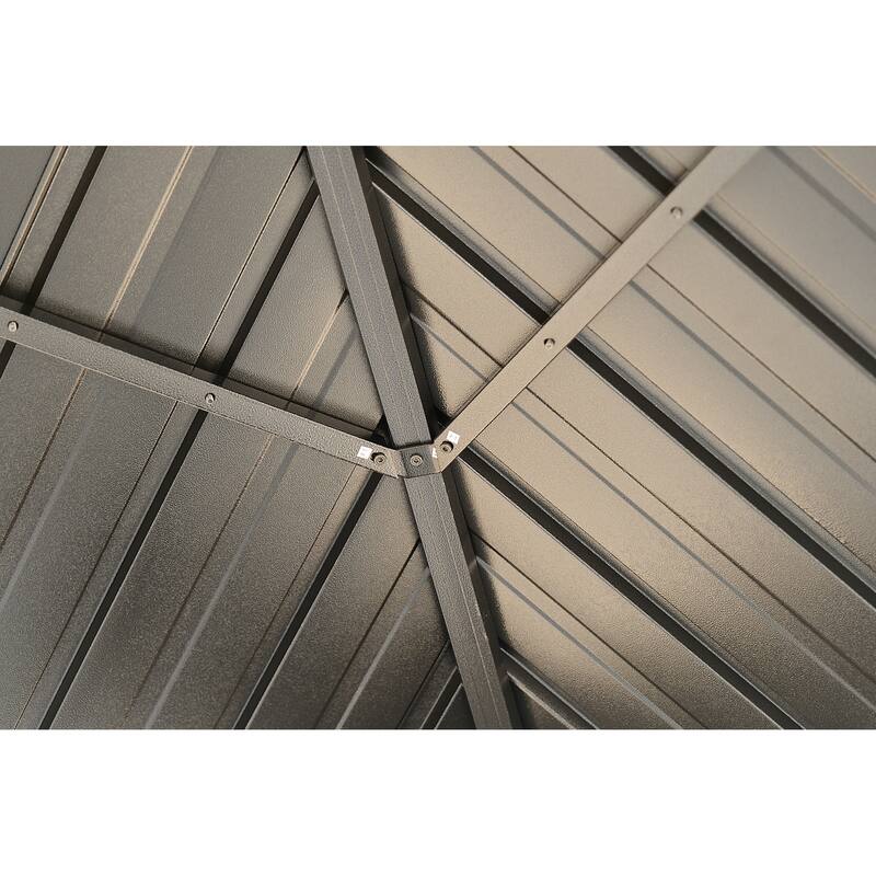 10x10FT Aluminum Hardtop Gazebo with Steel Canopy, Weatherproof Permanent Outdoor Gazebo for Patio Garden Backyard