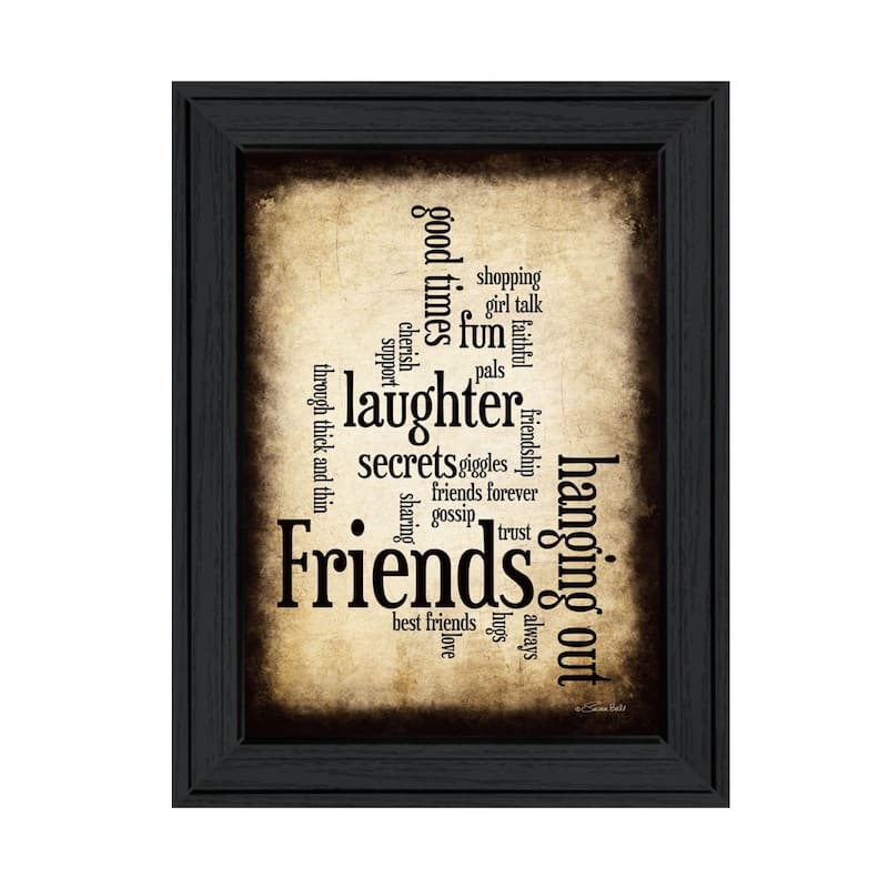 TrendyDecor4U Traditional "Friends" Framed Print Wall Art by Susan Ball - Country - Charcoal