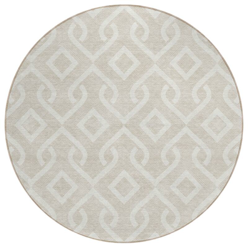 Machine Washable Indoor/ Outdoor Chantille Trellis Scroll Rug