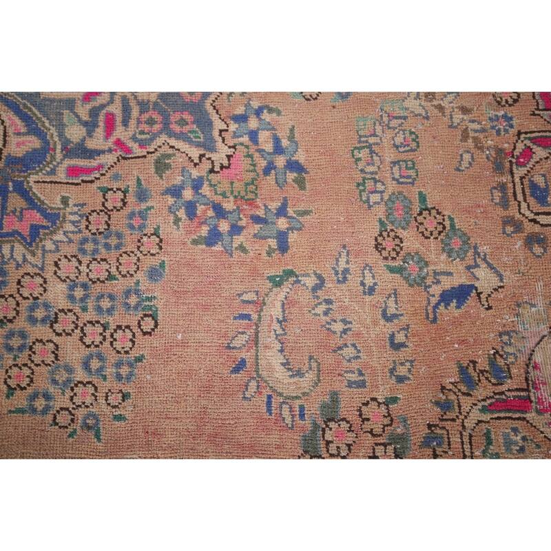 Mashad Persian Vintage Area Rug Handmade Wool Carpet - 6'7"x 9'11"