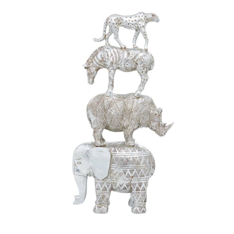 Polystone Safari Animals Decorative Sculpture - Gold or Silver - Roche River Decor