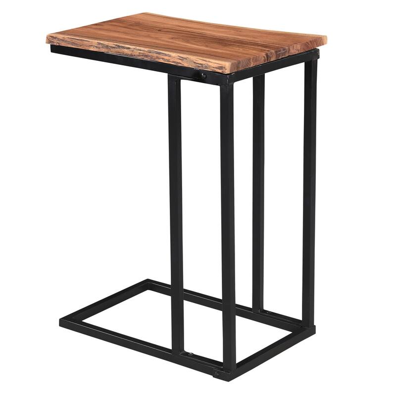 Rustic C-Frame Accent Table - 22" - Natural Brown and Black