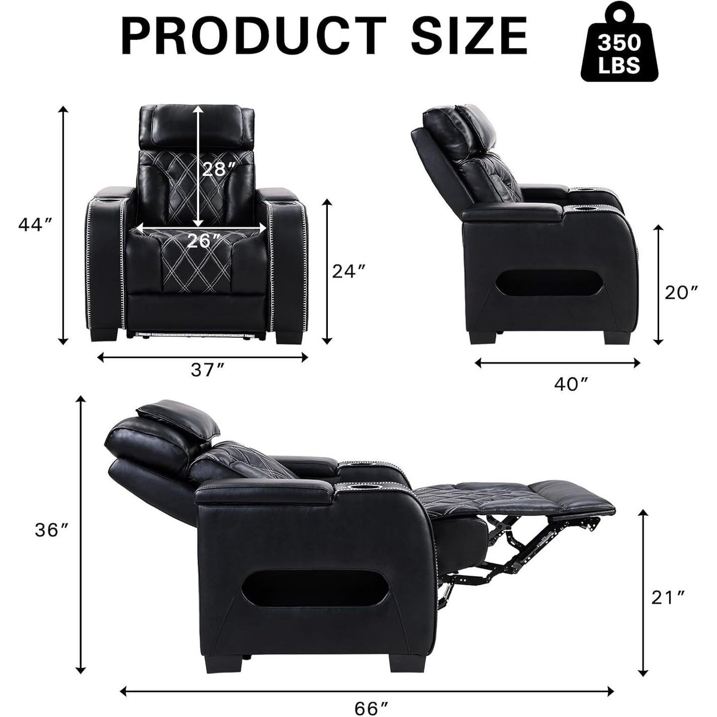Power Recliner Chair with Adjustable Headrest, Breathable PU