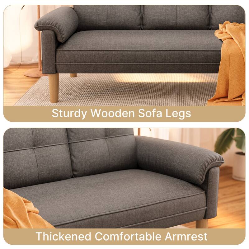 3-Seater Modern Upholstered Sofa, Convertible Sofa, Sofa Bed with Sturdy Wooden Legs for Living Room